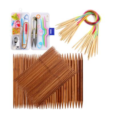 China Looen 80cm Length Bamboo Knitting Circular Knitting Tools Sweater Needle Needles Double Headed Bamboo Knitting Needles Set With Accessories Weaving Tools for sale