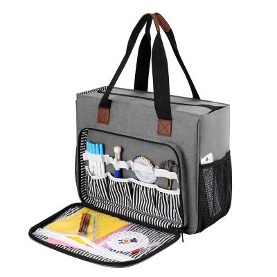 China Wholesale Viable Large Size Portable Carrying Case Double Layer Travel Tote Bag Embroidery Project Storage Bag Embroidery Kits for sale