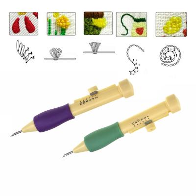 China ABS Plastic+Stainless Steel Wholesale Punch Needle Set 3 Needles 2 Thread Sewing Craft Tools DIY Craft Tool Embroidery Knitting Sewing Magic Pen for sale