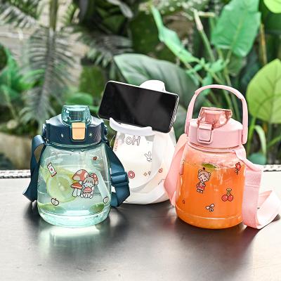 China 1300ML Girls School Potty Belly Viable Portable Large Capacity Plastic Water Bottle With Strap for sale