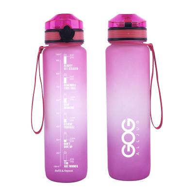 China 32oz Sustainable 1 Liter Tritan Motivational Tracking Water Bottle with Hourly Time Marker for sale