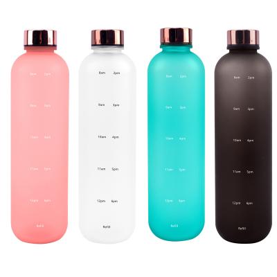 China Sustainable 32OZ Frosted Reusable Sports Plastic Simple Drinkable Modern Sports Water Bottles With Motivational Measurements for sale