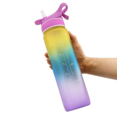 China Viable 34oz 1L Tritan BPA Free Plastic Motivational Water Bottle With Custom Logo And Time Markings for sale