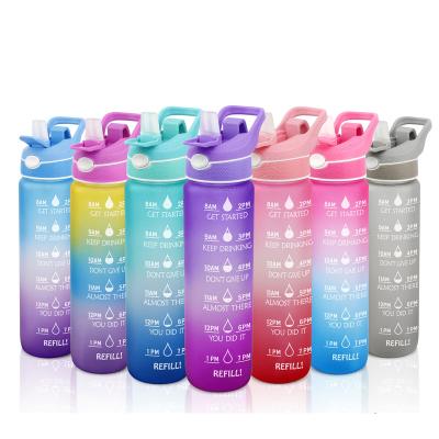 China Sport Sustainable Water Bottle With Spray Mist For Outdoor Hydration, Motivational 1L Water Bottle With Time Marker for sale