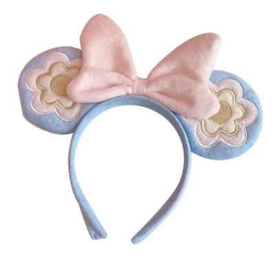 China Large Embroidery Flower Bowknot Eco-friendly Wash Cute Sweet Hair Band Hair Band Cartoon Hair Band for sale