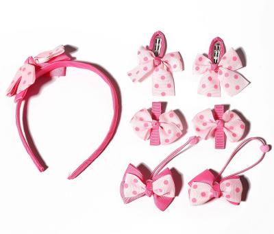 China Cute Children's Hair Accessories 7 Piece Hair Band Hairpin Hair Ring Set Cloth Children's Hairpin Bowknot Hairpin Headdress for sale