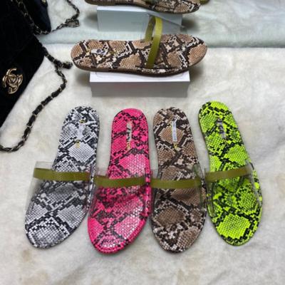 China Wholesale Summer Fashion Trend Ladies Sandals Flip Flop Snake Pattern Shoes Ladies Flat Women Shoes Fail Flat Durable Slipper for sale