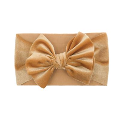 China 2022 New Comfortable Children's Gold Velvet Headband With Double Bow Baby Headband for sale