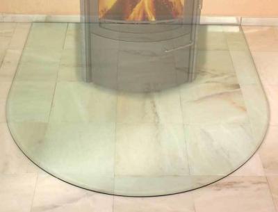 China 6 mm Glass Screen Fireplace , Glass Bottom Plate High Polished Edges for sale