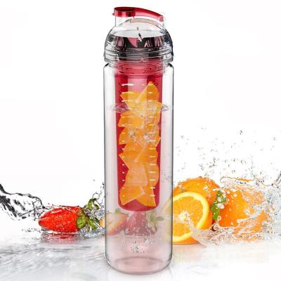 China New design sustainable bottle fruit infuser bpa free plastic water bottles with lid for sale