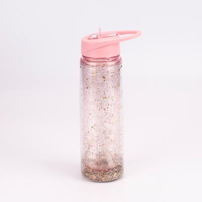 China New Design Sustainable Bpa Free Wall Twinkle Plastic Tritan Water Bottle With Straw for sale