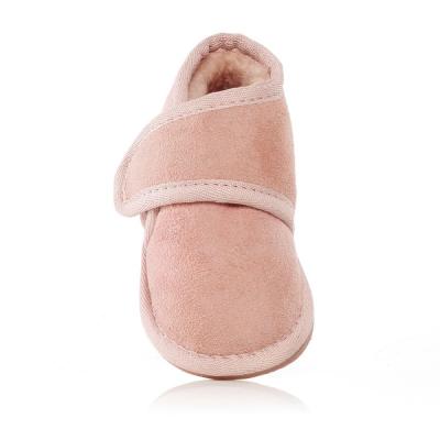 China Fashion Trend Double Face Baby Sheepskin Booties With Pink Chocolate Color for sale