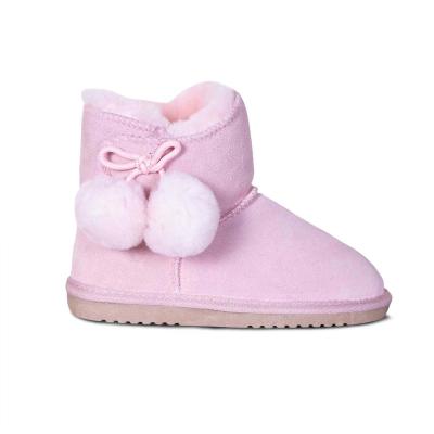 China Fashion Trend Ball Mini Genuine Shearling Lined Suede Classic Short Boot for sale