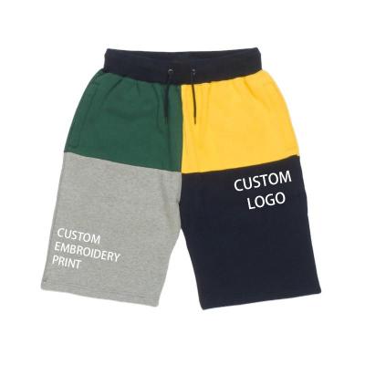 China Custom Made KAISORN Fashion Street Wear Knee Length Anti-Wrinkle Oversized Men's Terry Cotton Color Block Shorts for sale