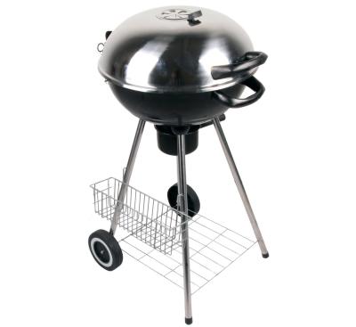 China Easily Assembled Professional Factory Enameled Smokeless Kettle Charcoal Barbecue Grill With Storage Basket for sale