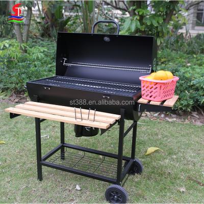 China Adjustable Height Barrel Grill Charcoal BBQ Grill and Smoker Cart BBQ Smoker for sale