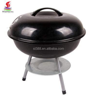 China Adjustable Height 14 Inch Mini Tabletop Round Kettle Grill Outdoor Portable Charcoal Grill for sale