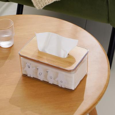 China Minimalist Modern Wooden Transparent Plastic Tissue Box Lid Living Room Creative Lowest Price Square Tissue Box for sale