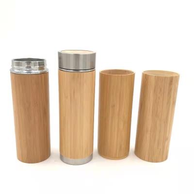 China New Fashion Viable Bamboo Portable Portable Shell Vacuum Tea Cup Thermos Water Bottle Bamboo Drinks Mugs for sale