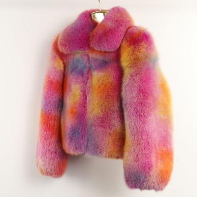 China Winter Colorful Ladies Anti-Shrink Fur Coat Lovely Real Fox Fluffy Fur Coat For Women for sale