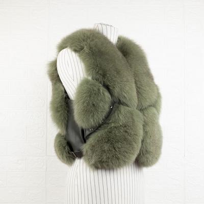 China New Fashion Breathable Green Fluffy Style Women Short Fox Fur Vest for sale