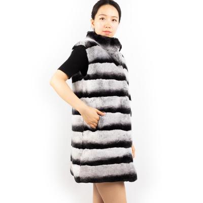 China Wholesale Breathable Women Girls Chinchilla Color Rex Rabbit Fur Vest for sale