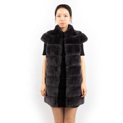 China CAD IATOYW New Long Sustainable Design Russian Style 75cm Rabbit Fur Vest For Women for sale