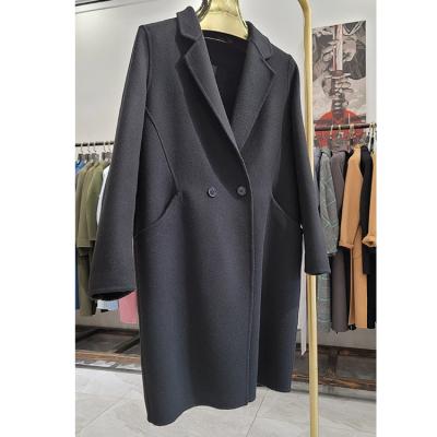 China Breathable ridged wool coat, cashmere coat for women, long ridged wool coat for sale