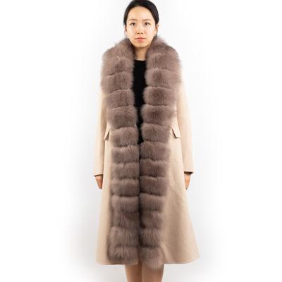 China Fashion Anti-wrinkle Fashion Cashmere Fox Fur Coat Women Woolen Coats Custom Removable Long Collar Style With Fur for sale