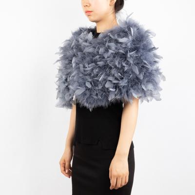 China Party New Style Fluffy Ostrich Feather Fur Capes Wholesale Light Pink Short Fur Shawl for sale