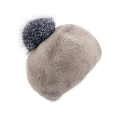 China Wholesale Colors Real COMMON 9 Colors Mink Fur Pom Poms Ball Hats Women Beret Hat for sale