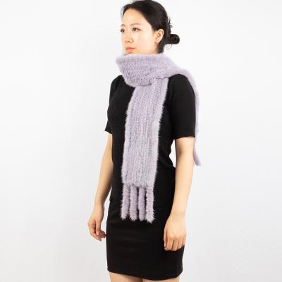 China Real Fur Medium Luxury Scarf Lovely Real Mink Fur Warmer Knitted Scarves For Women for sale