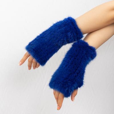 China Plain Knitted Real Women's Mink Fur Gloves Fingerless Gloves Winter Fur Lifter for sale