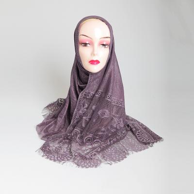 China 2019 New Design Polyester Women Arab Malaysia Women Tassel Lace Shawl Muslim Hijab for sale