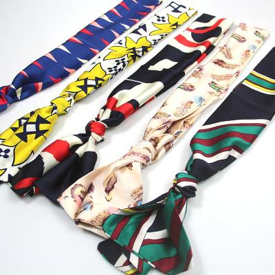 China Long Elegant Skinny Women Scarf Polyester Scarf Hair Fashion Accessory Neck Tie for sale