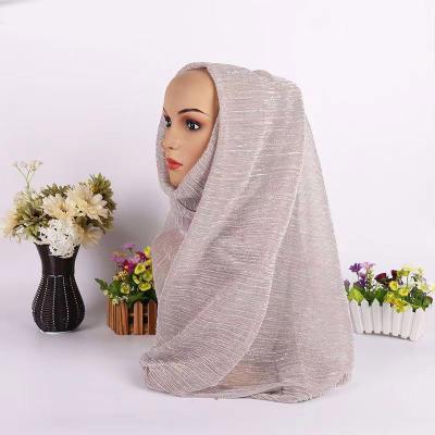 China Warm Soft Comfortable XINMING Pleated Elastic Shimmer Shiny Wrinkle Scarf Muslim Shawl Lurex Glitter Scarves Crinkle Hijab for sale