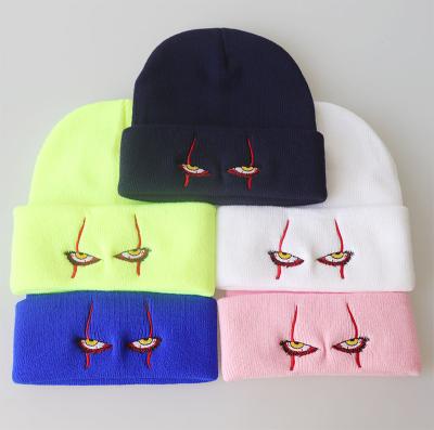 China COMMON Embroidery Horror Scary Eyes Knitted Backwoods Beanies Hats For Men Women Pennywise Hip-Hop Beanies for sale