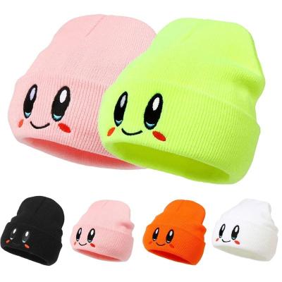 China COMMON Winter Warm Cashmere Smiling Face Wool Hat Beanie Cute Hemming Baby Smile Beanies Knitting Cap hat for sale