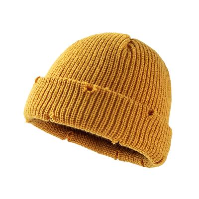 China COMMON Custom Hip Hop Retro Melon Skull Knit Hat Men Cool Street Women Wool Crochet Distressed Beanies Hat for sale