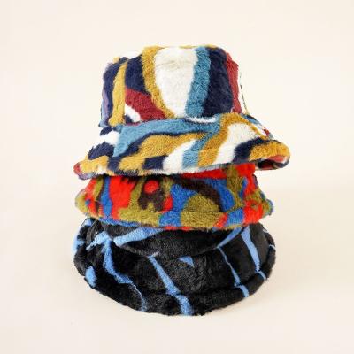 China Fashion Fashion Autumn Winter Lady Colorful Plush Warm Fisherman Hats Fleece Faux Fur Lamb Wool Bucket Hat for sale