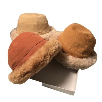 China Keep warm  Top Quality Fluffy Furry Thick Fur Bucket Hat Double Side Cotton Fashion Warm Fisherman Hat For Women for sale