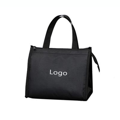 China Custom Polyester Fashion Simple Handle Lunch Bag Logo Cooler Bag Insulated Lunch Bag for sale