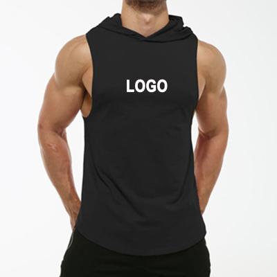 China Stringer Muscle Cut Off Bodybuilding Sports Tops Anti Wrinkle Mens Workout Tank Gym Sleeveless Hoodies T-shirt Mens Hooded for sale