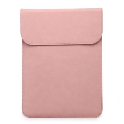 China Travel Style Custom Lap Top Case PU Leather Vertical Ultra Thin Pocket Sleeve Eco-friendly For Macbook 13.3 15 Inch Laptop Pink for sale