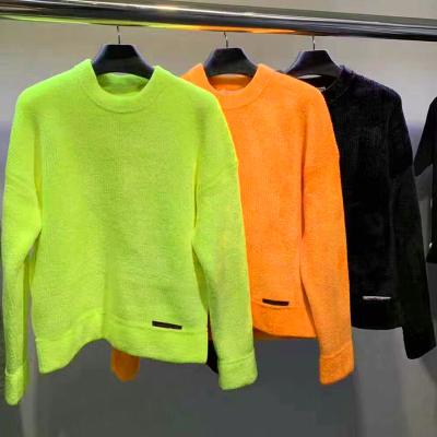 China Anti-wrinkle autumn and winter fashion new fluorescence color round neck thickened loose pullover women's hoodies for sale