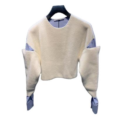 China Anti-wrinkle the latest design of a tight women's sweater with a round neck with an opening in the sleeve for sale