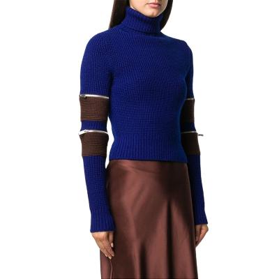 China High Quality Autumn And Winter Anti-wrinkle High Neck Knit Sweater Ladies Tight Women's Sleeves Sweaters for sale