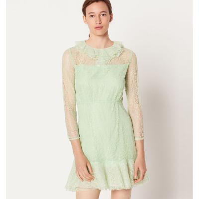 China New Design Anti-Wrinkle Green Polyester Tight Lace Long Sleeve Slim Casual Wear for sale