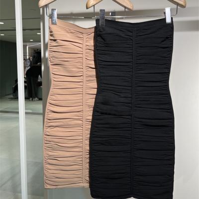 China 2022 Breathable spring and new summer wrap chest dress fold stitching wrap sleeveless hip short dress for women for sale