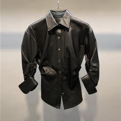 China Factory wholesale QUICK DRY pleated and soft leather shirt directly from new mid women for sale